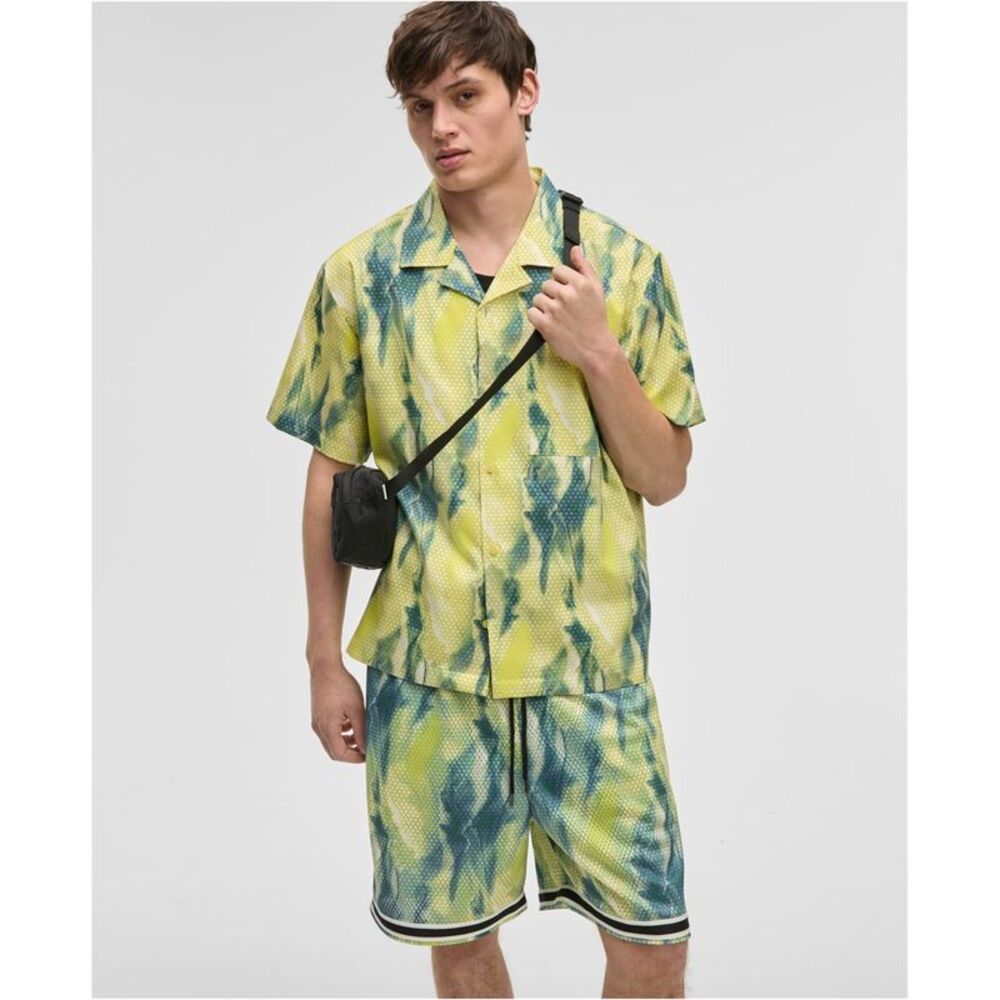 Mode Of One Mens Aura Printed Camp Button Up Shirt, NWT